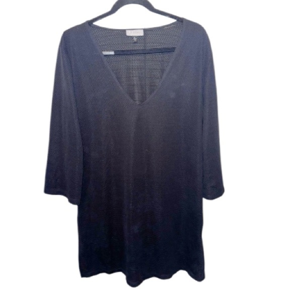 J. Valdi Beach Cover Black V-Neck Tunic Sz XL - Picture 1 of 7